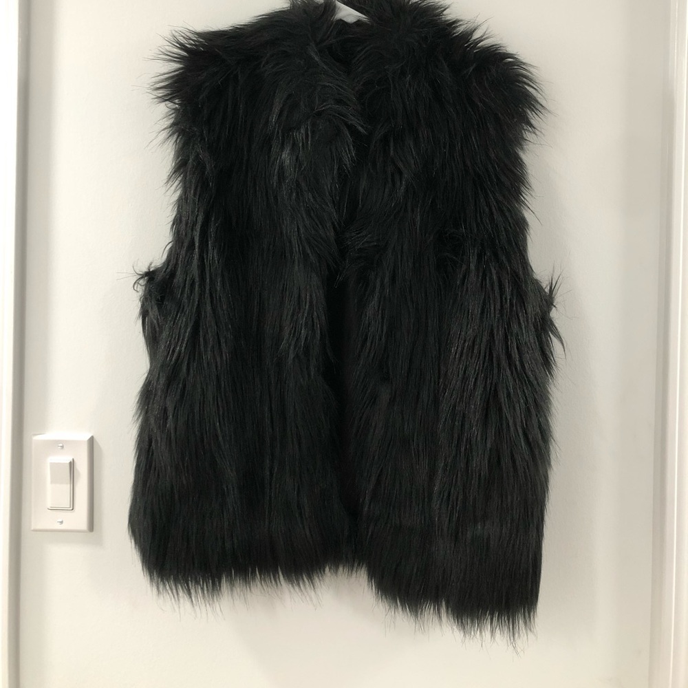 Black Faux Fur Vest